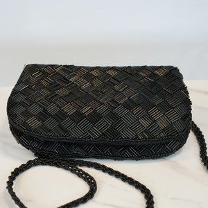 Walbaeg Black Beaded Crossbody Purse